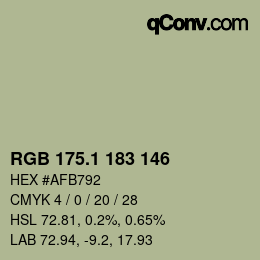 カラーコード: RGB 175.1 183 146 | qconv.com