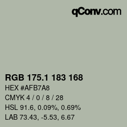 カラーコード: RGB 175.1 183 168 | qconv.com