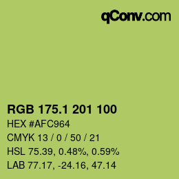 カラーコード: RGB 175.1 201 100 | qconv.com