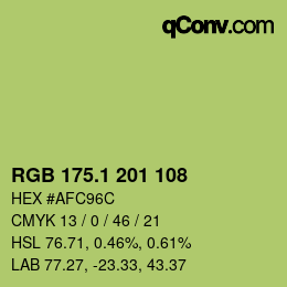 カラーコード: RGB 175.1 201 108 | qconv.com