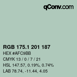 カラーコード: RGB 175.1 201 187 | qconv.com
