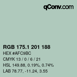 Código de color: RGB 175.1 201 188 | qconv.com