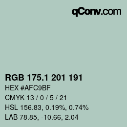 カラーコード: RGB 175.1 201 191 | qconv.com