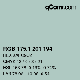 カラーコード: RGB 175.1 201 194 | qconv.com