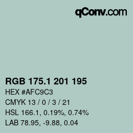 カラーコード: RGB 175.1 201 195 | qconv.com