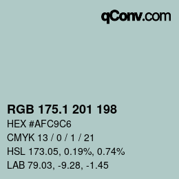 Color code: RGB 175.1 201 198 | qconv.com