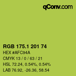 カラーコード: RGB 175.1 201 74 | qconv.com