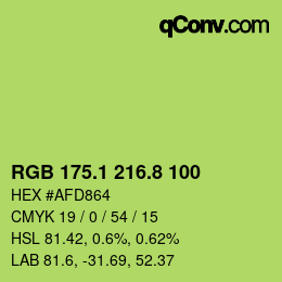 カラーコード: RGB 175.1 216.8 100 | qconv.com