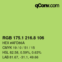 カラーコード: RGB 175.1 216.8 106 | qconv.com