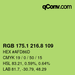 カラーコード: RGB 175.1 216.8 109 | qconv.com