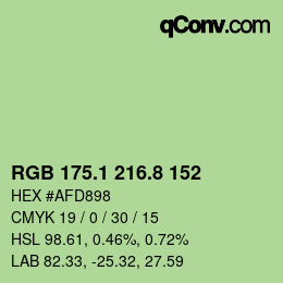 Color code: RGB 175.1 216.8 152 | qconv.com