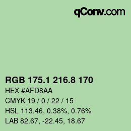 カラーコード: RGB 175.1 216.8 170 | qconv.com