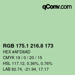 カラーコード: RGB 175.1 216.8 173 | qconv.com