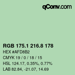 カラーコード: RGB 175.1 216.8 178 | qconv.com