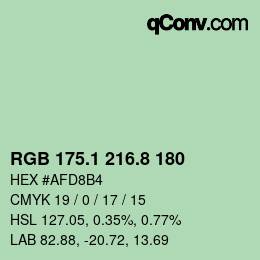 Color code: RGB 175.1 216.8 180 | qconv.com