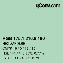 Color code: RGB 175.1 216.8 190 | qconv.com