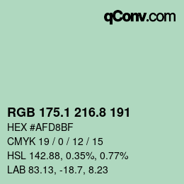 カラーコード: RGB 175.1 216.8 191 | qconv.com
