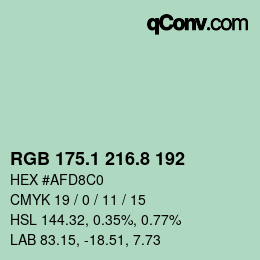 Color code: RGB 175.1 216.8 192 | qconv.com