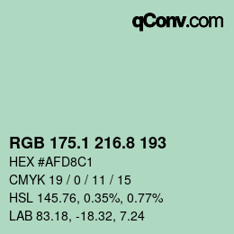 カラーコード: RGB 175.1 216.8 193 | qconv.com