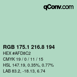 カラーコード: RGB 175.1 216.8 194 | qconv.com