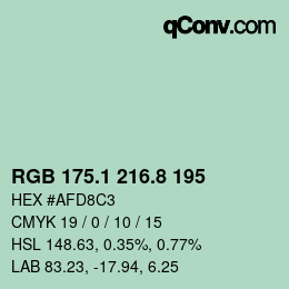 Color code: RGB 175.1 216.8 195 | qconv.com
