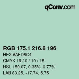 Color code: RGB 175.1 216.8 196 | qconv.com