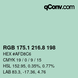 カラーコード: RGB 175.1 216.8 198 | qconv.com