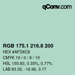 カラーコード: RGB 175.1 216.8 200 | qconv.com