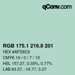 カラーコード: RGB 175.1 216.8 201 | qconv.com