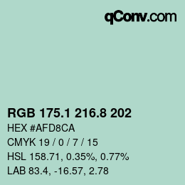 Color code: RGB 175.1 216.8 202 | qconv.com