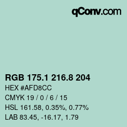 Color code: RGB 175.1 216.8 204 | qconv.com