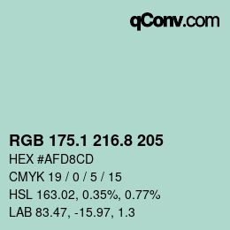 カラーコード: RGB 175.1 216.8 205 | qconv.com