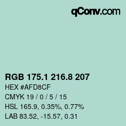 Color code: RGB 175.1 216.8 207 | qconv.com