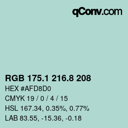 カラーコード: RGB 175.1 216.8 208 | qconv.com