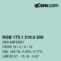 Color code: RGB 175.1 216.8 209 | qconv.com