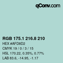 カラーコード: RGB 175.1 216.8 210 | qconv.com