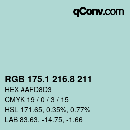 Color code: RGB 175.1 216.8 211 | qconv.com