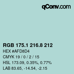 Color code: RGB 175.1 216.8 212 | qconv.com