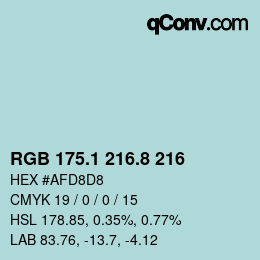 Farbcode: RGB 175.1 216.8 216 | qconv.com