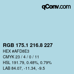 Color code: RGB 175.1 216.8 227 | qconv.com