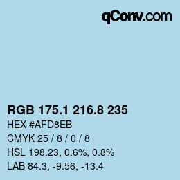 Color code: RGB 175.1 216.8 235 | qconv.com
