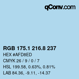 Código de color: RGB 175.1 216.8 237 | qconv.com
