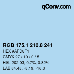 Color code: RGB 175.1 216.8 241 | qconv.com