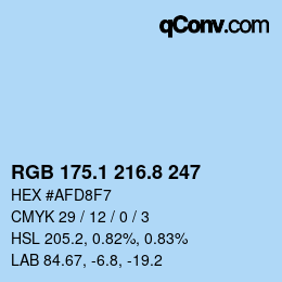Color code: RGB 175.1 216.8 247 | qconv.com