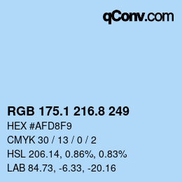 Color code: RGB 175.1 216.8 249 | qconv.com