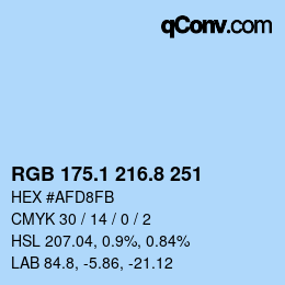 Color code: RGB 175.1 216.8 251 | qconv.com