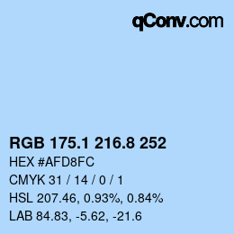 Color code: RGB 175.1 216.8 252 | qconv.com