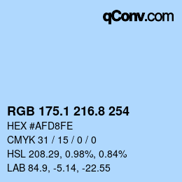 Color code: RGB 175.1 216.8 254 | qconv.com