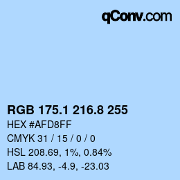Color code: RGB 175.1 216.8 255 | qconv.com