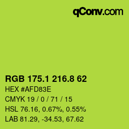 カラーコード: RGB 175.1 216.8 62 | qconv.com